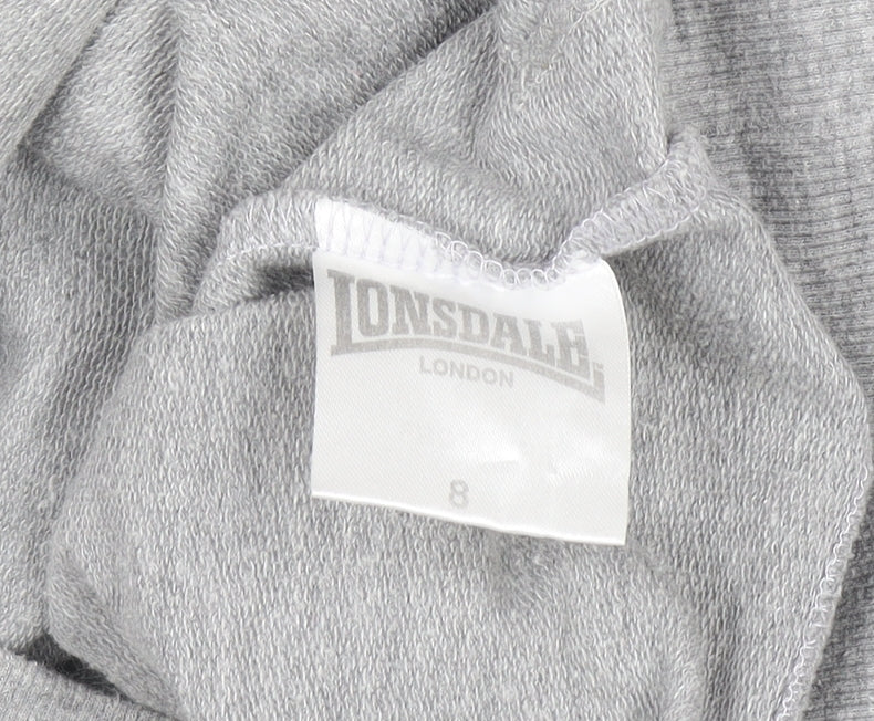 Lonsdale London Boys Grey Pullover Hoodie Size 8 Cotton Blend