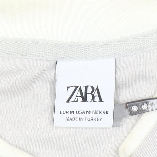 ZARA Women Grey Sweatshirt Medium 100% Cotton Long Sleeve Pullover
