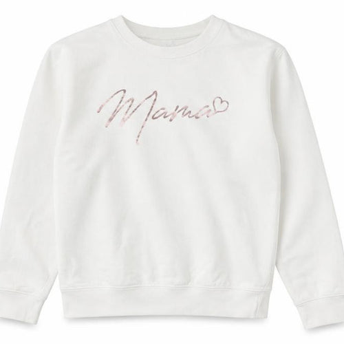 Just Hoods Women White Mama Slogan Sweatshirt Size S Cotton Blend
