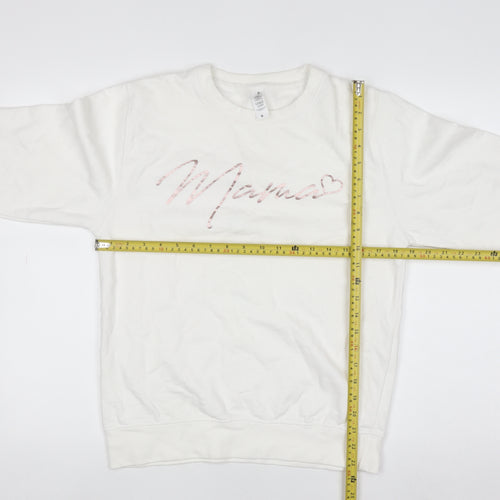 Just Hoods Women White Mama Slogan Sweatshirt Size S Cotton Blend