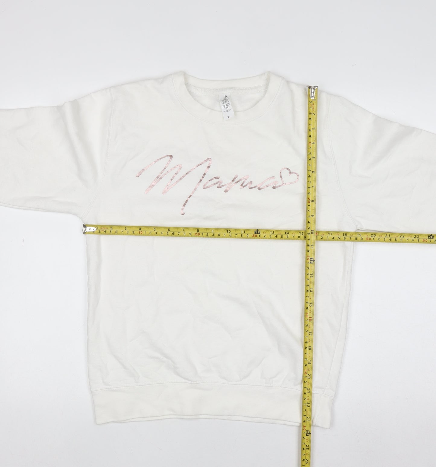 Just Hoods Women White Mama Slogan Sweatshirt Size S Cotton Blend