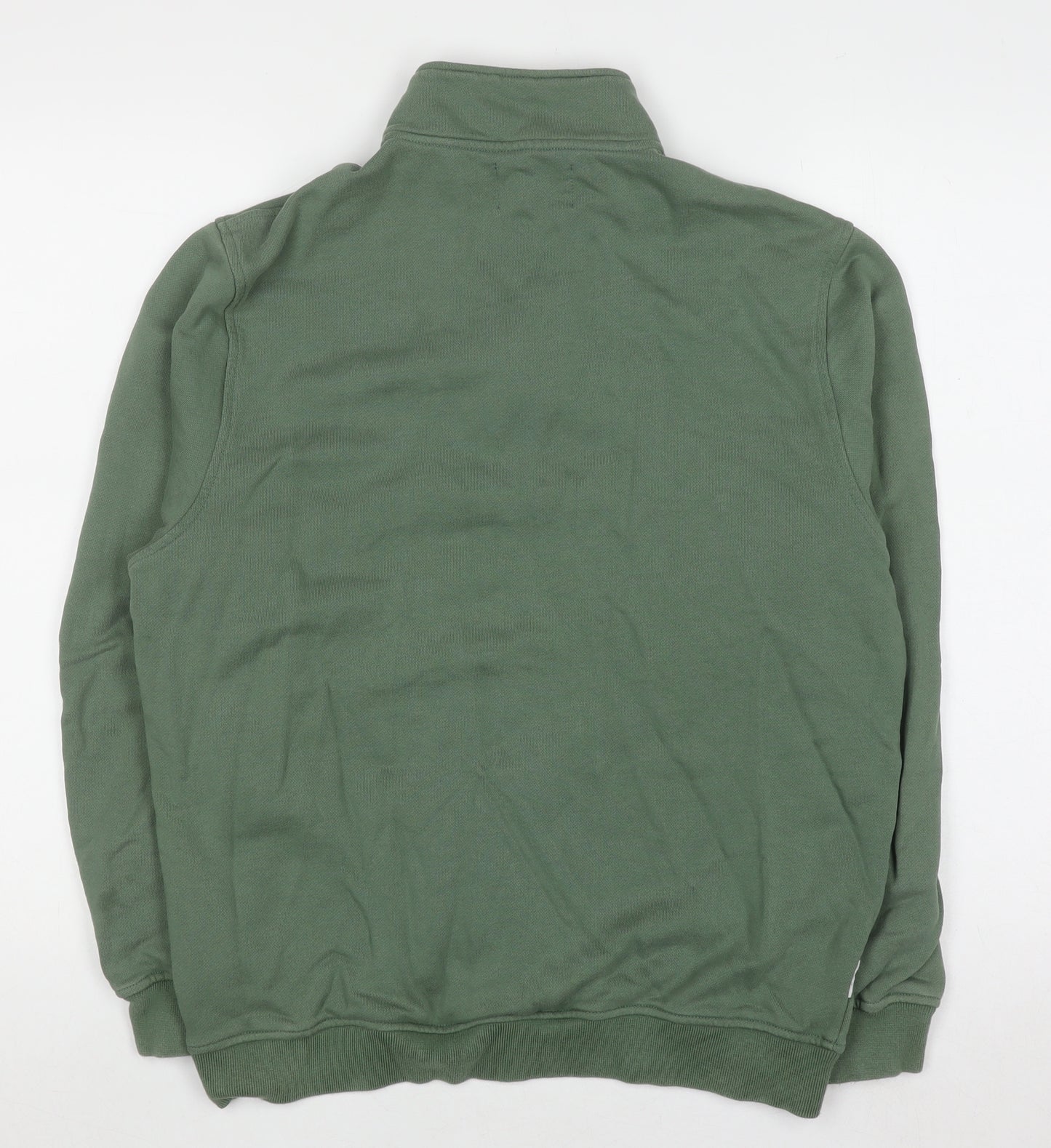 Parlez Men's Green 1/4 Zip Sweatshirt M High Neck Nautical Logo
