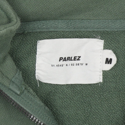 Parlez Men's Green 1/4 Zip Sweatshirt M High Neck Nautical Logo