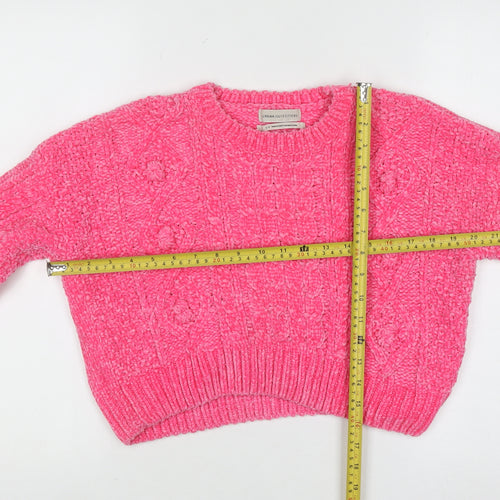 Urban Outfitters Women's Pink Chunky Knit Crew Neck Jumper Size S