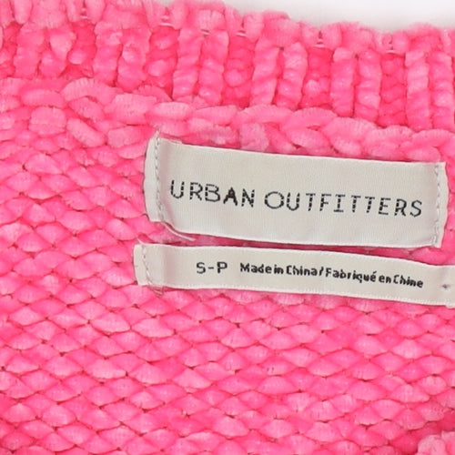 Urban Outfitters Women's Pink Chunky Knit Crew Neck Jumper Size S