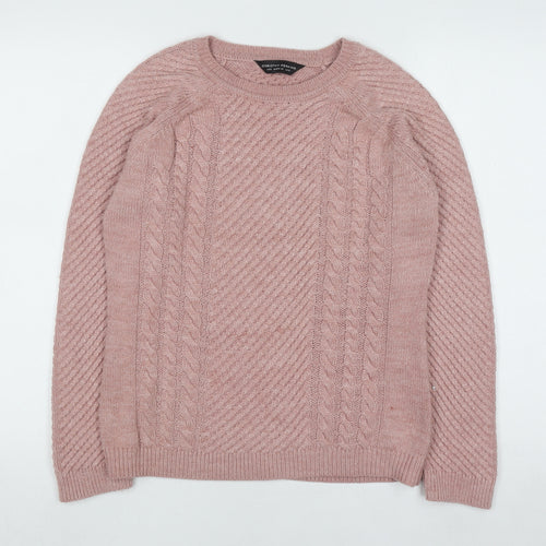 Dorothy Perkins Women's Pink Cable-Knit Acrylic Jumper Size 12
