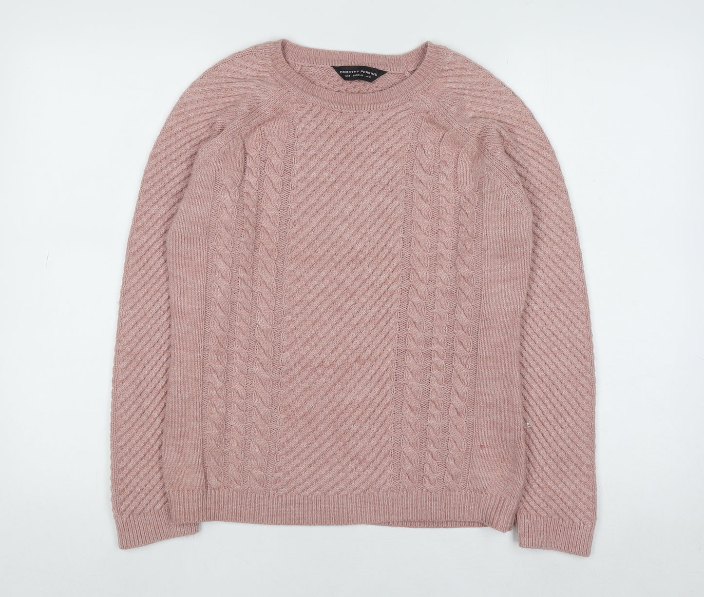 Dorothy Perkins Women's Pink Cable-Knit Acrylic Jumper Size 12