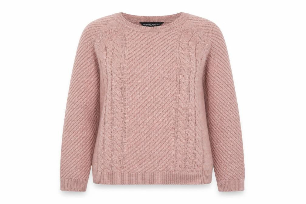 Dorothy Perkins Women's Pink Cable-Knit Acrylic Jumper Size 12
