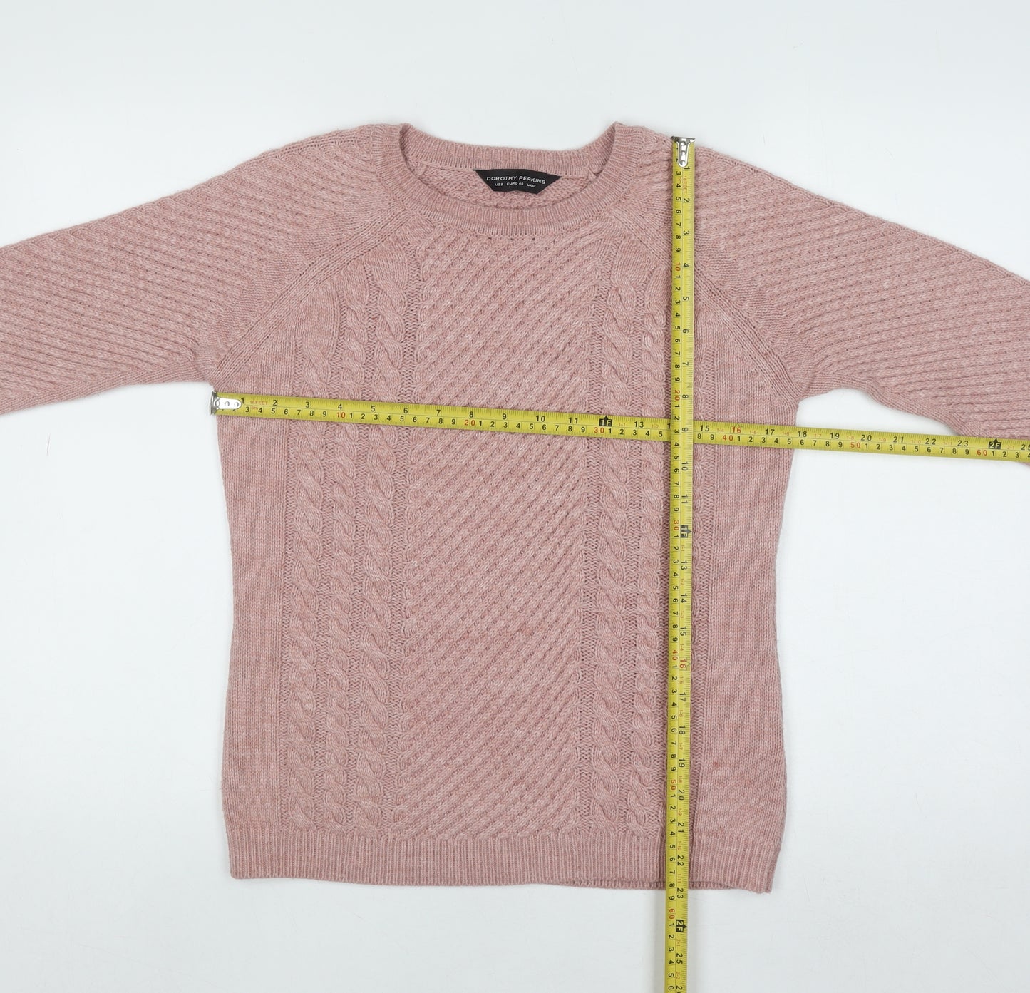 Dorothy Perkins Women's Pink Cable-Knit Acrylic Jumper Size 12