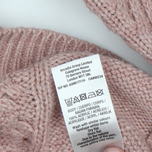 Dorothy Perkins Women's Pink Cable-Knit Acrylic Jumper Size 12