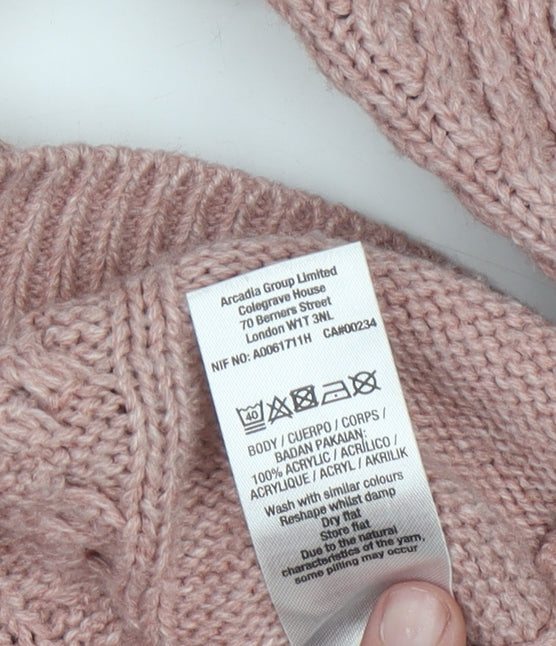 Dorothy Perkins Women's Pink Cable-Knit Acrylic Jumper Size 12