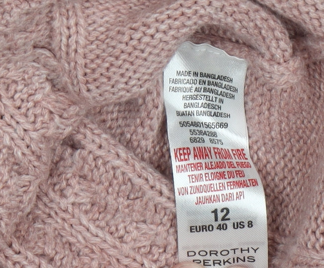 Dorothy Perkins Women's Pink Cable-Knit Acrylic Jumper Size 12
