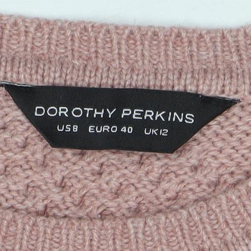 Dorothy Perkins Women's Pink Cable-Knit Acrylic Jumper Size 12
