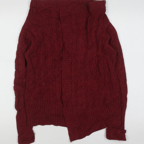Mantaray Womens Red Cable-Knit Long Sleeve Cardigan Size 8