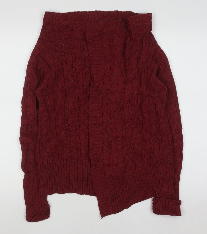 Mantaray Womens Red Cable-Knit Long Sleeve Cardigan Size 8