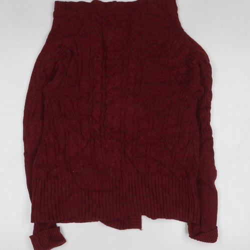 Mantaray Womens Red Cable-Knit Long Sleeve Cardigan Size 8