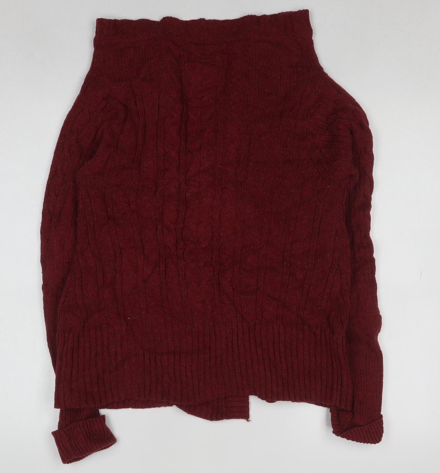 Mantaray Womens Red Cable-Knit Long Sleeve Cardigan Size 8