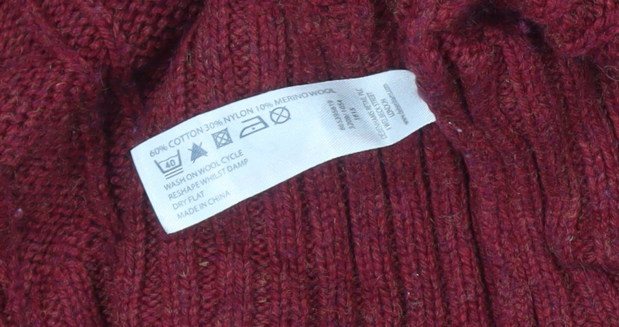 Mantaray Womens Red Cable-Knit Long Sleeve Cardigan Size 8