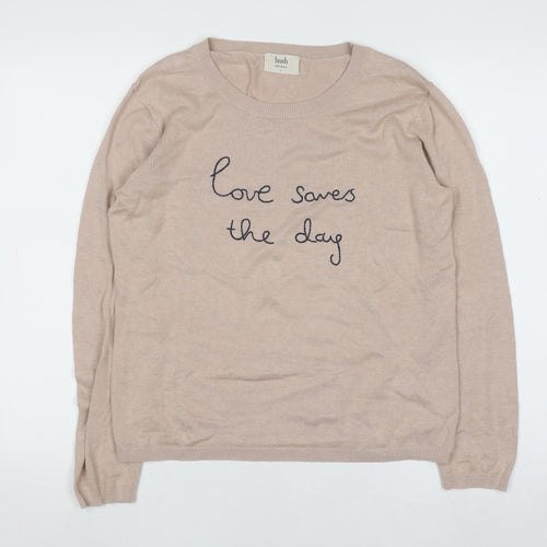 Hush Women’s Beige Embroidered Cotton Modal Jumper Size S