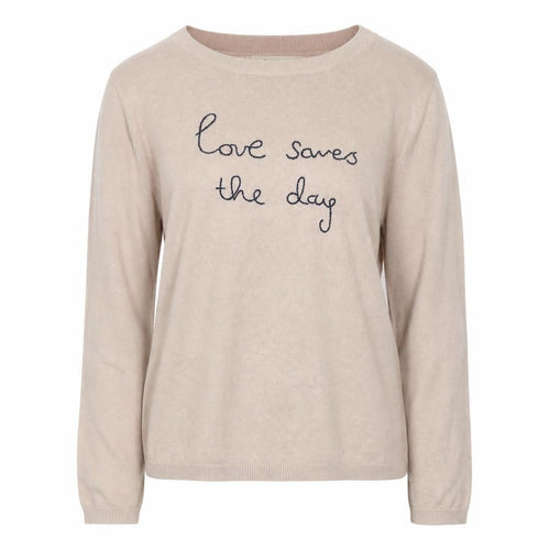 Hush Women’s Beige Embroidered Cotton Modal Jumper Size S