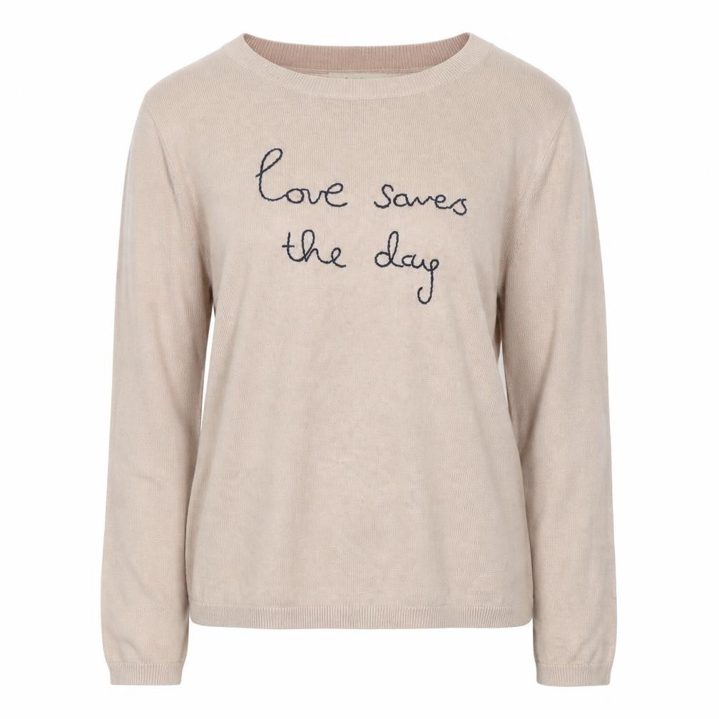 Hush Women’s Beige Embroidered Cotton Modal Jumper Size S