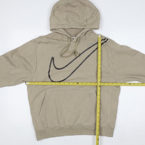Nike Men's Beige Pullover Hoodie Small Graphic Fleece Sweatshirt
