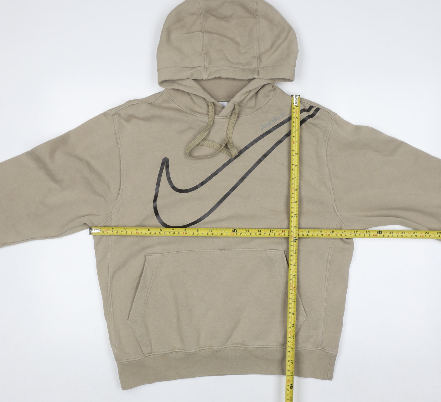 Nike Men's Beige Pullover Hoodie Small Graphic Fleece Sweatshirt