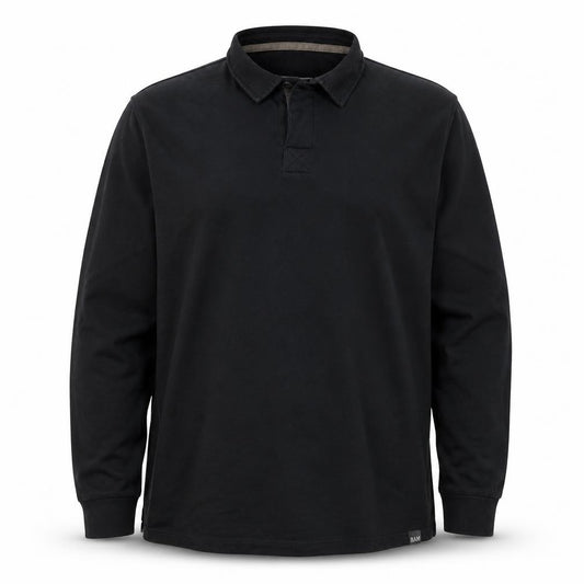 Front view of BAM Men's Black XL Long Sleeve Collared Casual Shirt