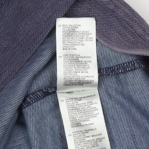 White Stuff Women's Blue Shift Dress Size 10 Cotton Blend V-Neck 3/4 Sleeve