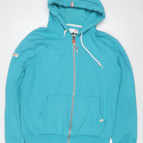 Superdry Women Blue Full Zip Hoodie Size L 55% Cotton