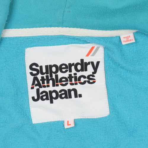 Superdry Women Blue Full Zip Hoodie Size L 55% Cotton