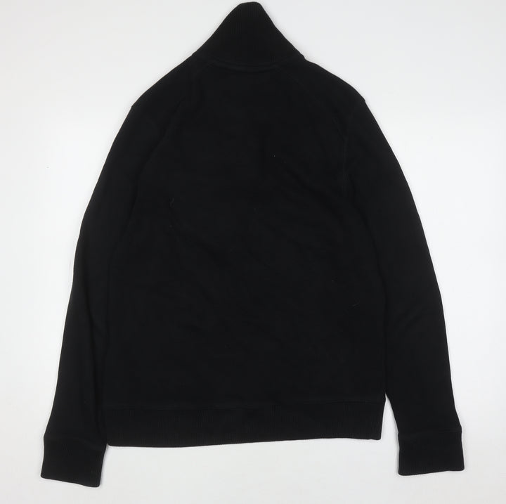 Ted Baker Men Black Cotton Henley Jumper Size L Classic Knit