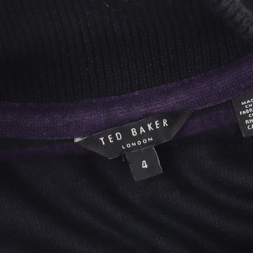 Ted Baker Men Black Cotton Henley Jumper Size L Classic Knit