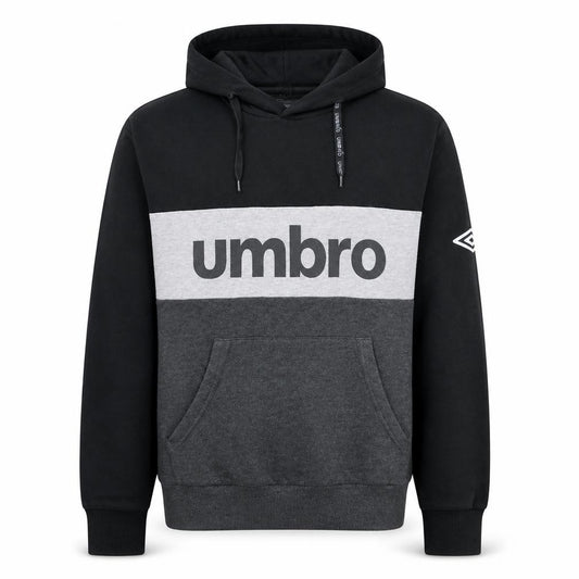Front view of Umbro Men's Black XL Pullover Hoodie with Logo Design