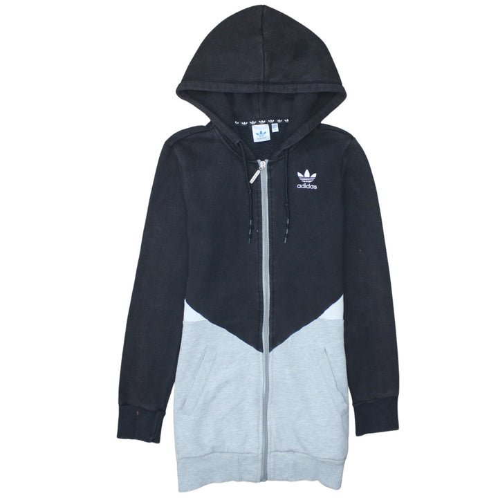Adidas Unisex Black Grey Full Zip Hoodie Size M Sports Fleece