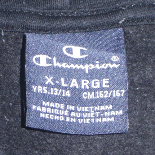 Champion Boys Black 13-14 Years Pullover Hoodie All Over Logo Print