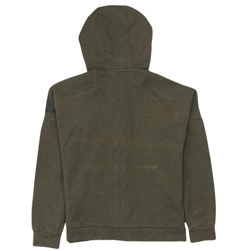 Adidas Boys Green Full Zip Hoodie 11-12 Years Cotton Blend Casual