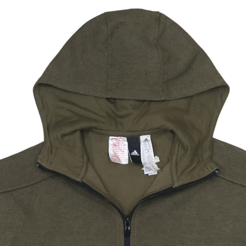 Adidas Boys Green Full Zip Hoodie 11-12 Years Cotton Blend Casual
