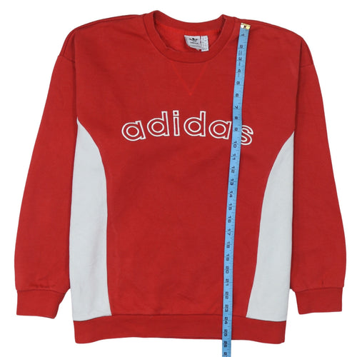Adidas Womens Red White Crew Neck Pullover Sweatshirt Size 16