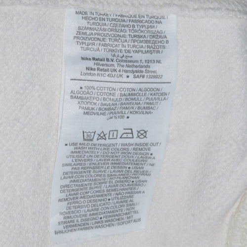 Nike Womens White Small Pullover Hoodie 100% Cotton Logo Print