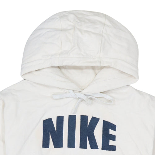 Nike Womens White Small Pullover Hoodie 100% Cotton Logo Print
