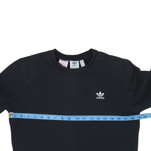 Adidas Boys Black Sweatshirt 13-14 Years Crew Neck Logo Pullover