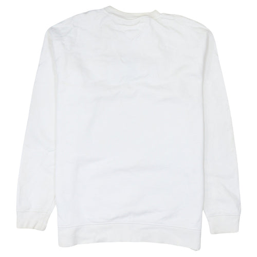 Tommy Jeans Men's White Embroidered Logo Pullover Sweatshirt M