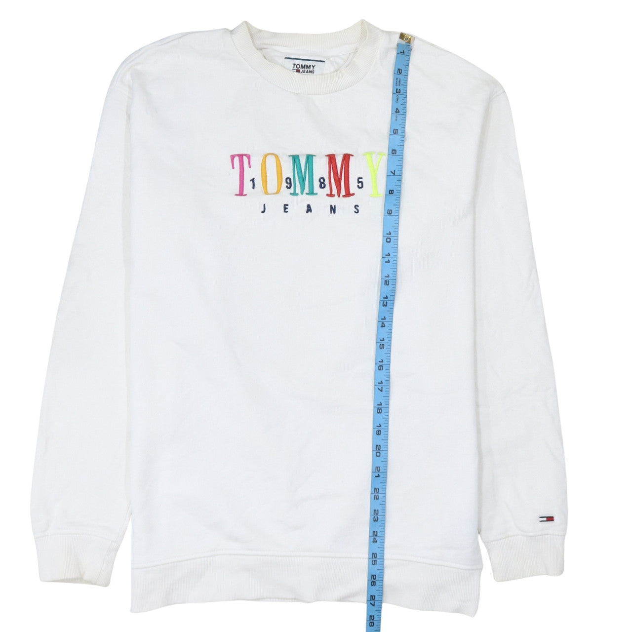 Tommy Jeans Men's White Embroidered Logo Pullover Sweatshirt M