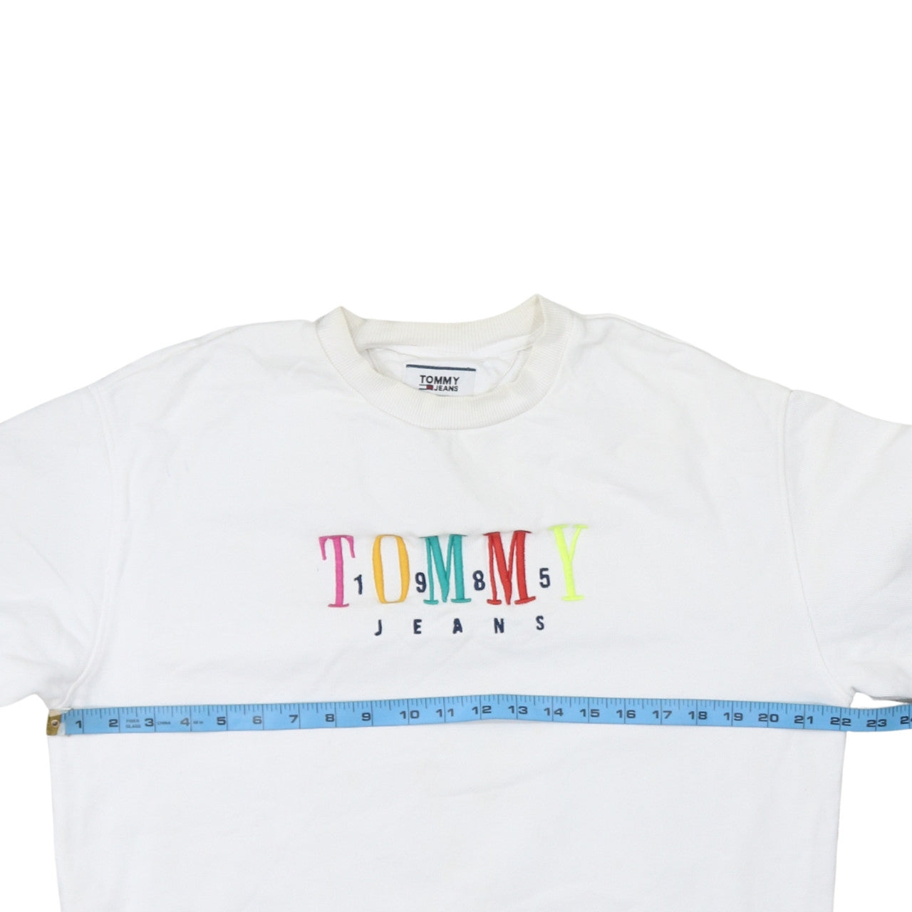 Tommy Jeans Men's White Embroidered Logo Pullover Sweatshirt M