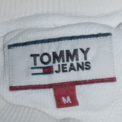 Tommy Jeans Men's White Embroidered Logo Pullover Sweatshirt M