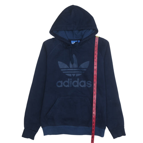 Adidas Men's Blue Pullover Hoodie Small Logo Graphic Fleece Sweatshirt