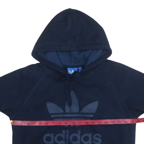 Adidas Men's Blue Pullover Hoodie Small Logo Graphic Fleece Sweatshirt