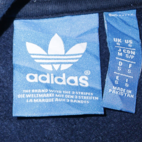 Adidas Men's Blue Pullover Hoodie Small Logo Graphic Fleece Sweatshirt