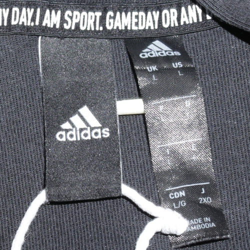 Adidas Men's Black Full Zip Hoodie L Sportswear Cotton Fleece